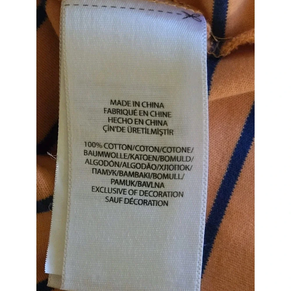Polo Ralph Lauren Mens Large Classic Fit Orange With‎ Blue Stripes